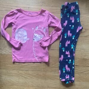 Carter's Simple Joys Girl's Llama Print Long Sleeve & Pants Pajama Set (Sz. 6)